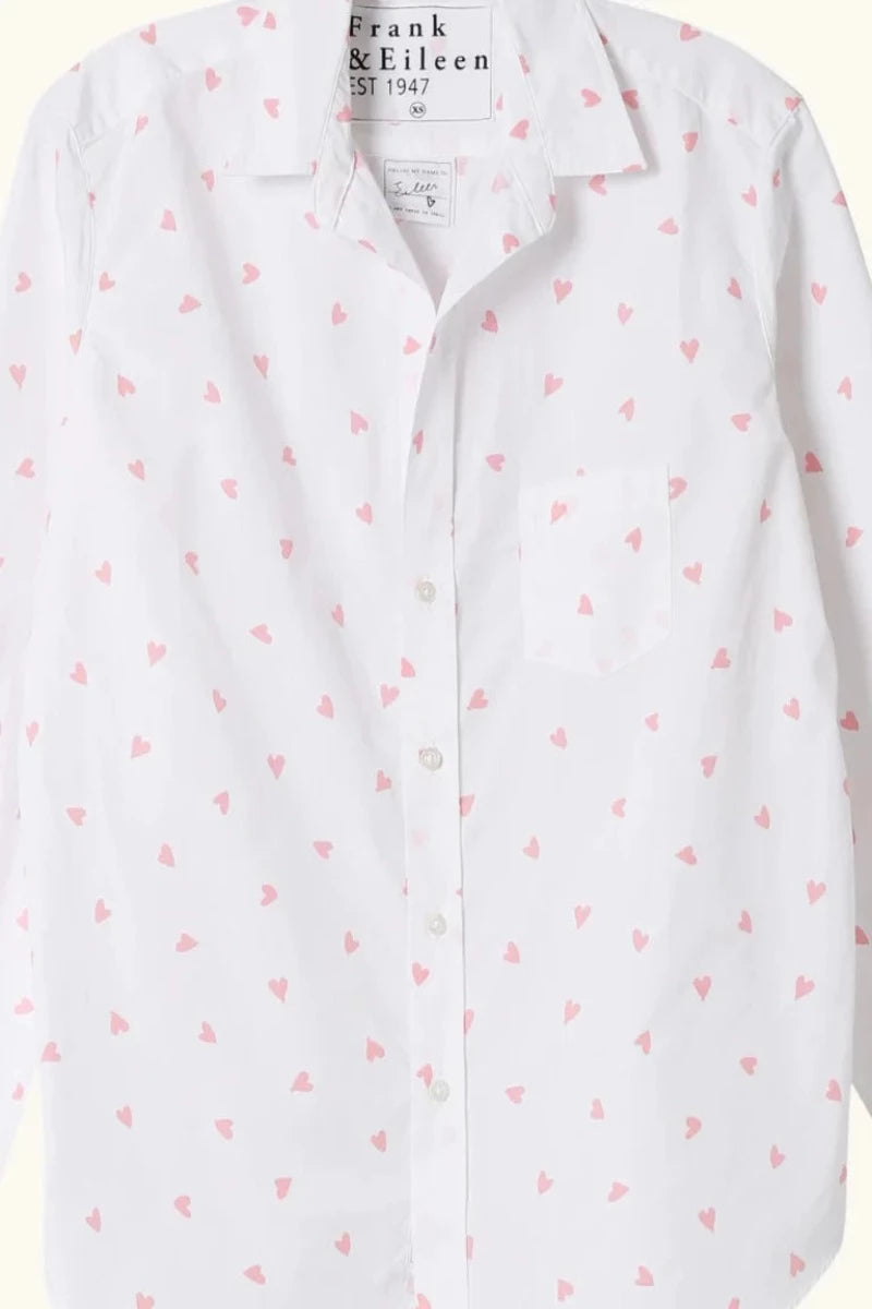 Frank & Eileen, Eileen Relaxed Button-Up Shirt- Pink Messy Hearts