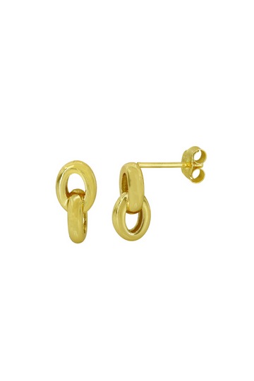 Gold Double Loop Stud Earrings