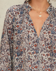 M.A.B.E, Cass Print Long Sleeve Top- Indigo/ Rust