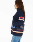 Kerri Rosenthal, Joy Imperfect Heart Cardigan- Indigo Blue
