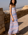 Oliphant, Smocked Back Maxi Dress-Borrego Navy