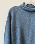 Cashmere T-Neck Sweater- Stone Blue