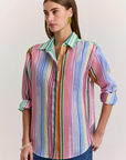 Hinson Wu, Halsey Long Sleeve Linen Stripe Shirt- Multi