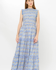 Oliphant, Sleeveless Smocked Maxi- Florence Blue