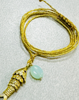 Articulated Fish & Aqua Chal on Gold Sari Cord