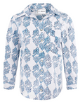 Finley, Andie Boyfriend Shirt, Palmetto Print-Blue