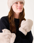 MERSEA, Cozy Cabin Faux Fur Mittens - Oatmeal/Black