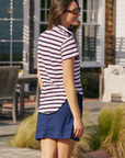 Frank & Eileen, Charlotte Polo Shirt-Red, Navy, White Striped