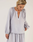 Mondo Corsini, Elizabeth Mist Linen Blouse- Mist