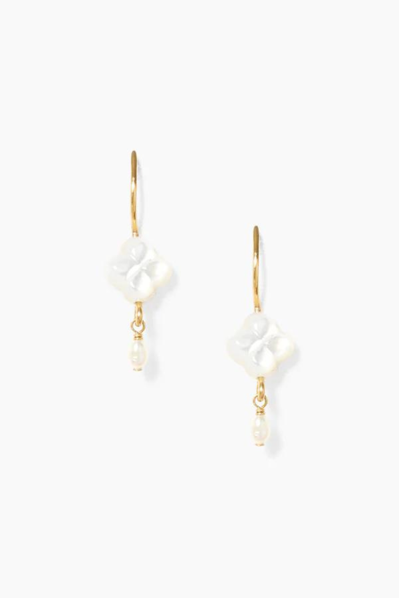Chan Luu,  Clover Drop Earrings- White Mop