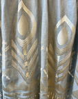 Greek Archaic Kori, Chevron Dress with Bell Sleeves- Light Grey/Champagne
