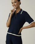 Velvet, Jenifer Mesh Cotton Shorts-Navy