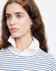 Hartford, Take Knit T-Shirt-Ecru & Navy