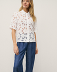 0039 Italy, Bea Lace Embroidered Blouse- White