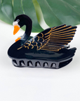Hair Clip - Black and White Swan