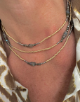 The Makery Collection, Triple Wrap Necklace - Sparkling Pyrite, Labradorite and Gold