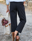 Frank & Eileen, Westport Italian Wide Leg Chino- Washed Black