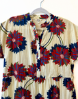 Palme, Lined Button Down Dress - Ecru with Vibrant Flowers