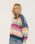 Lyla & Luxe, Hannah Handmade Crewneck Pullover - Multi Stripe