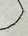 Sparkling Black Spinel Necklace with Five Gold Discs