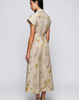 Mirto, Botanical print shirt dress- Beige