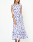 Oliphant, Sleeveless Smocked Maxi- Monarch Blue