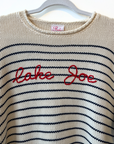 Rollneck Lake Joseph Cotton Sweater-Cream/Navy Stripe