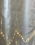 Greek Archaic Kori, Long Sleeve Blouse with String Tie - Light Grey/Champagne