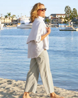 Frank & Eileen, Wexford Wide Leg Linen Pant-Cement