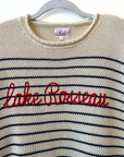 Rollneck Lake Rosseau Cotton Sweater-Cream/Navy Stripes