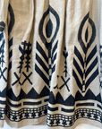 Greek Archaic Kori, Chevron Dress with Bell Sleeves - Beige/Black