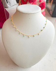 Gold Necklace w/Sparkling Blue Amazonite Drops