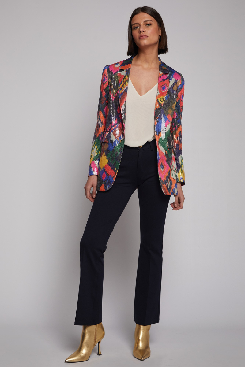 ジャケット・アウター RUG PATTERN KNIT JACKET ハイブリッジ ワイド キルト ニット ジャケット(6506W