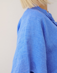 0039 Italy, Daisy Linen Blouse- Cobalt Blue