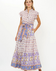 Oliphant, Ruffle Collar Button Maxi- Napa Blue