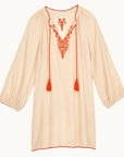 M.A.B.E, Talia Embroidered Kaftan- Beige/Orange