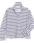 Frank & Eileen, Patrick Popover Henley- White,Wide Navy Stripe
