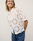 0039 Italy, Bea Lace Embroidered Blouse- White