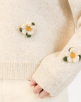 Lyla & Luxe, Holly Flower Crewneck Pullover - Oatmeal