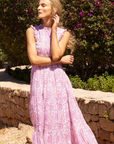 Oliphant, Sleeveless Smocked Maxi Dress-Malta Pink