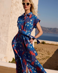 Oliphant, Belted Shirt Dress- Fleur Blue