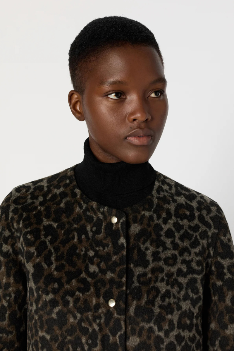 Gerard Darel, Matilda Reversible Plain and Leopard Coat - Marron