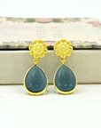 Sunflower Earring Gold Silver 925 - Blue Iolite
