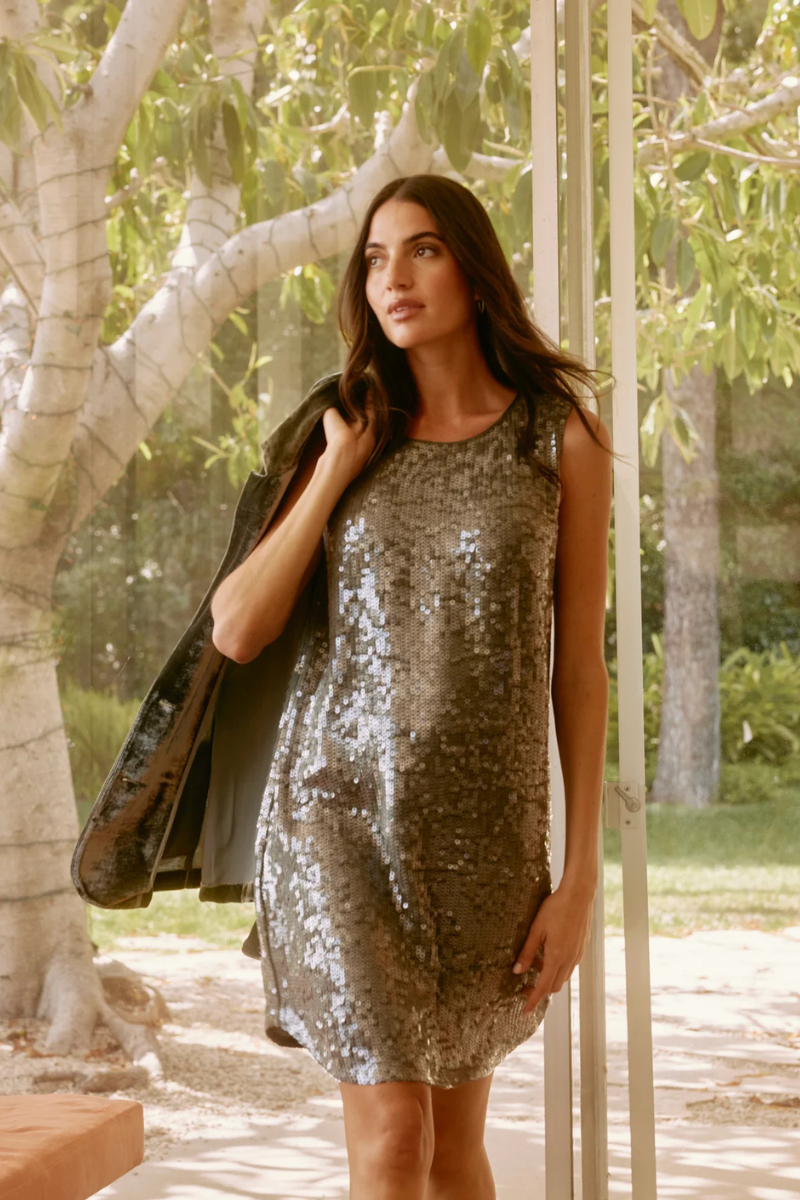 Velvet Katherine, DS Sequin Dress- Gunmetal Snapdragon Designs Velvet Katherine, DS Sequin Dress- Gunmetal Snapdragon Designs