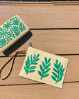 KAYU, Monstera Straw Pouch Wristlet Bag- Multi
