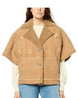 Gerard Darel, Lysianna Embroidered Shearling Short Jacket
