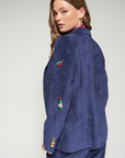 Vilagallo, Navy Cord Blazer w/ Embroidery