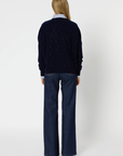 Gerad Darel, Edwige V-neck Wool Sweater with Rhinestones - Marine