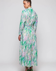 Mirto, Shirt dress with Brushstroke Print- Green