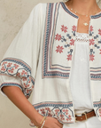 M.A.B.E, Calista Emboridered Jacket- Ecru/Multi